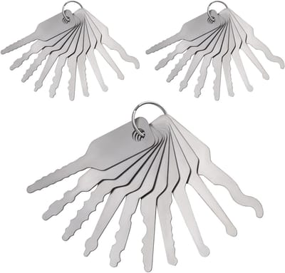 Allecto plus - 3 sets noodhoofdsleutels met koord, roestvrijstalen sleutels, autopick-tool - 10-delige set