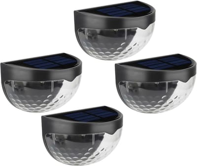 Outdoor solar trapverlichting, solar omheining verlichting waterdichte LED verlichting, binnenplaats binnenplaats toegang tot het zwembad binnenplaats (warm wit zwart, 4 pakketten)