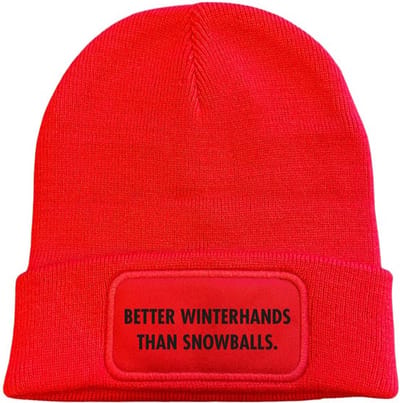 Better winterhands than snowballs wintermuts rood | zwart - soBAD. | Unisex | Skimuts | Muts | Kou | met grappige tekst | Winter | Beanie