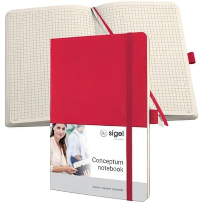 Sigel notitieboek - Conceptum Pure - A5 - softcover - rood - 194 pagina's - 80 grams - ruit - SI-CO324