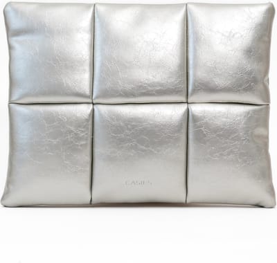 Casies Puffy Laptop sleeve hoes 13 Inch - Metallic Zilver - Gewatteerde laptophoes - Geschikt voor o.a. Macbook
