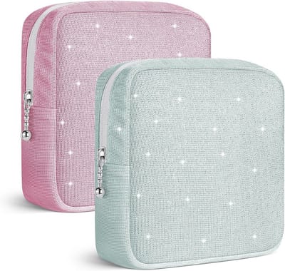 Sanitair napkin tas - set van 2 - groen & roze - compact en draagbaar - ideaal voor onderweg - ShopVlot