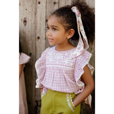 Louise Misha Blouse Mala Fuchsia Tartan Joy Maat: 6M | Overhemden Outlet | Unisex | Roze