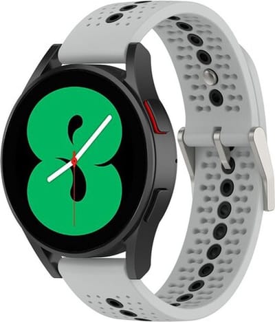 By Qubix - Dot Pattern bandje 20mm - Grijs - Geschikt voor Samsung Galaxy Watch 7 (40 & 44mm) - Galaxy Watch FE - Galaxy Watch 6 - Galaxy Watch 6 Pro - Galaxy Watch 5 - 5 Pro - Galaxy Watch 4 - 4 Classic - Active 2 - Watch 3 (41mm)