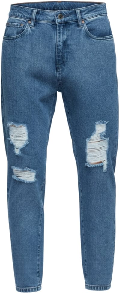 OMBRE Broek - Loose Fit - Katoen - Rits Indigo S