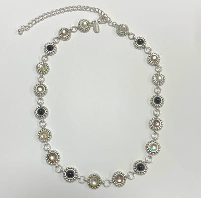 Ketting met gekleurde kralen - Zilverkleurig - 38 + 6 Centimeter, verstelbaar - Damesdingetjes