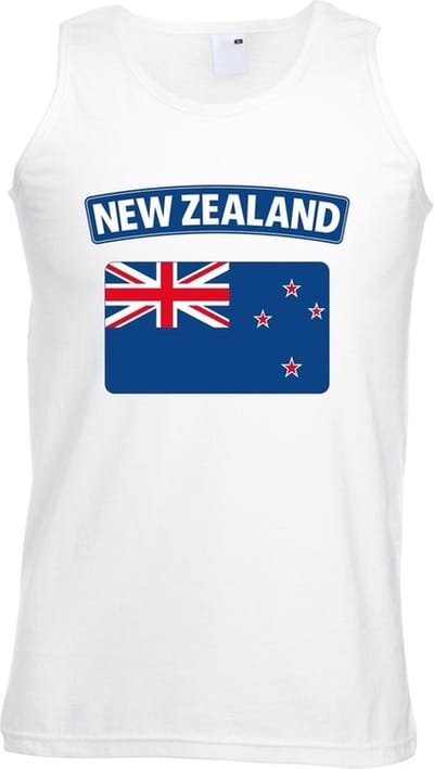 Nieuw Zeeland singlet shirt/ tanktop met Nieuw Zeelandse vlag wit heren S