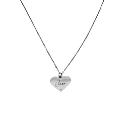 Graveerbare Ketting Hart met Steentje en Naam Zilver