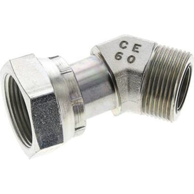 UN 1-7/16''-12 x UN 1-7/16''-12 F/M Verzinkt Stalen L-Fitting 45graden ORFS 400 Bar - Hydrauliek - FL2E-FM-EZ-107U-O45