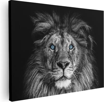 Artaza Canvas Schilderij Leeuwenkop - 40x30 cm - Klein - Muurdecoratie Dieren - Wanddecoratie Woonkamer - Kamer Accessoires