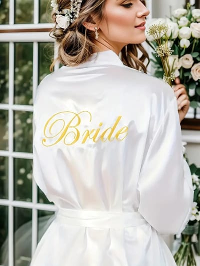 Bruidsbadjas - Badjas voor bruid - Badjas met Bride - Bruids nachtjapon - Badjas met bruid - Maat L - Bride to be - vrijgezellenfeest