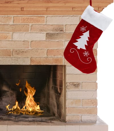Christmas Decoration kerstsok -kerstboom print -met verlichting - 41cm