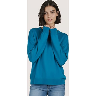 EsQualo Sweater Boxy Basic Knit Petrol Maat: S | Sweaters Outlet | Dames | Blauw