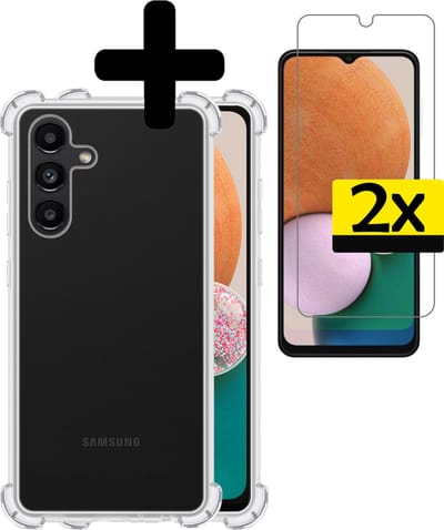 Hoesje - Met Screenprotector - 2 Stuks - Geschikt voor Samsung Galaxy A13 5G - Sterk & Shockproof - Siliconen Case - Back Cover - Telefoon Hoes - Shock Proof - Telefoonhoesjes - Transparant