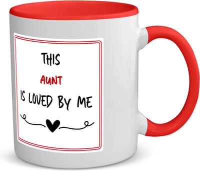Akyol - this aunt is loved by me koffiemok - theemok - rood - Tante - iemand die houdt van zijn tante - verjaardag - cadeautje voor tante - tante artikelen - kado - geschenk - 350 ML inhoud