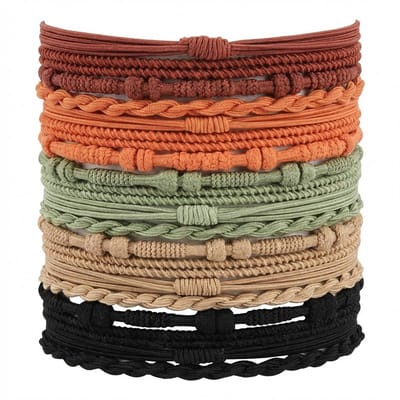Rood oranje groen beige zwart haar elastiekjes set – haarbandjes – dames heren – 20 stuks – elastische antislip haar elastiek – diverse gevlochten en gladde stijlen – meerkleurige elastiek set