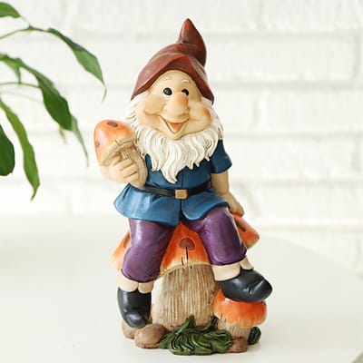 Hars Dwergen Beeld Tuin Ornament Lieflijk Dwergbeeldje Buitendecoratie Gazon beige