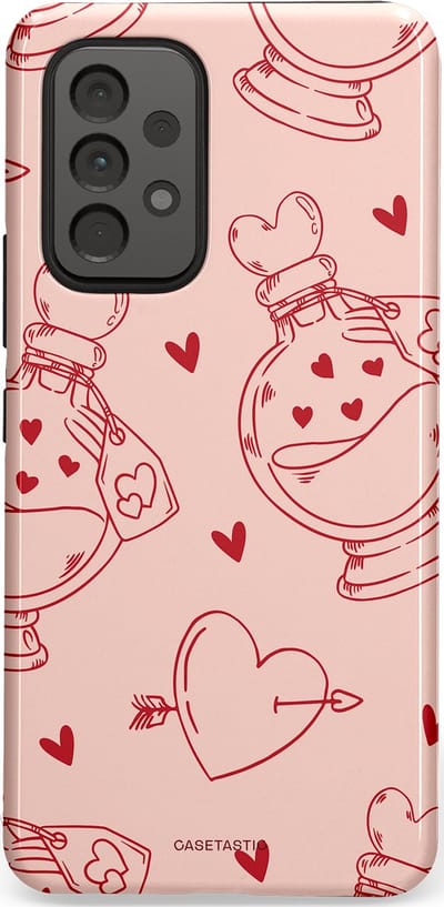 Casetastic Hoesje Geschikt voor Samsung A53 - Stijlvolle Beschermende Duo-layer Case - Zoete Liefdesflirt - Roze Rood - Pafrum - Love You - Valentijn
