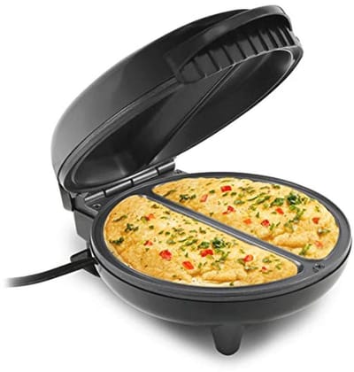 Omelet Maker met Antiaanbaklaag voor Perfecte Frittata en Snacks - Dubbele 16,5 cm Omeletten, Roestvrij Staal Zwart