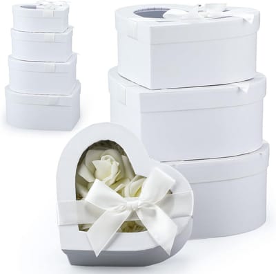 4 Hartvormige Cadeaudozen met Transparant Venster voor Luxe Bloemen en Geschenken