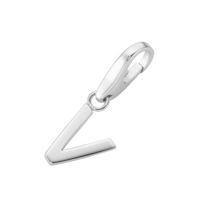 Giorgio Martello letter V charm | bedel | gerhodineerd | sterling zilver | 925 | clip-on | karabijn sluiting