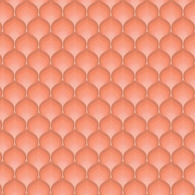 Retro behang Profhome 395385-GU vliesbehang hardvinyl warmdruk in reliëf licht gestructureerd met grafisch patroon mat oranje zalmrood leembruin 4,5 m2