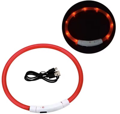 Lichtgevende halsband - Rode halsband met LED - Ledhalsband - Honden halsband - Rood halsband - 70 cm - Lichtgevend- Halsbandhond - Op maat te knippen - Spatwaterdicht - USB oplaadbaar - CHPN