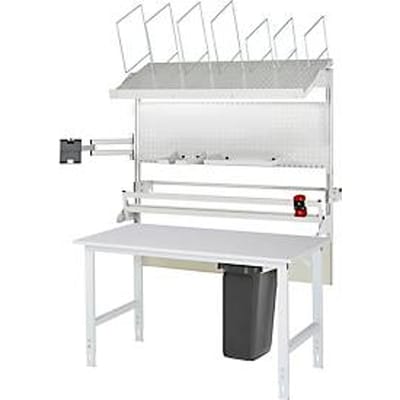 Rau verpakkingstafelsysteem 06 Werktafel serie Tom, B 2000 x D 1000 x H 760-1080 mm, melamine blad, tot 500 kg