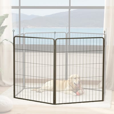 MEUNIQ puppyren uitbreidingspanelen 2-delig 80 x 100 cm stalen hondenren uitbreiding inklapbaar voor bestaande welpenren of dierenverblijf zwart