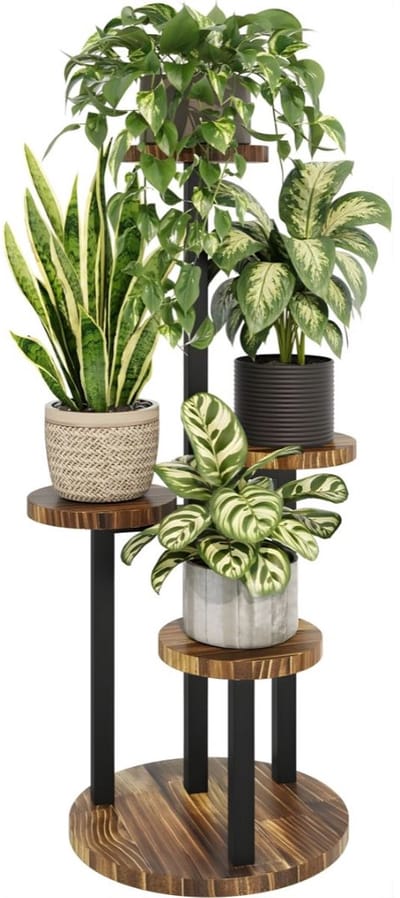 KAD® Plantenrek - Decoratief Plantenrek voor Binnen - Modern Interieur Design - Bruin - 41cm x 41cm x 80cm