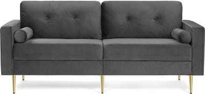 Soof & Tess 3 persoons zitbank - modern - woonkamerbank - metalen frame - houten poten - grijs - 190 x 82 x 84