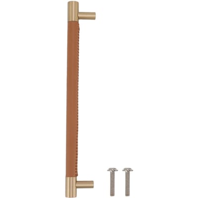 Kastdeurhandgreep 224MM Gatafstand Leer Messing Licht Luxe Kast Stang Trekhandgreep voor Thuis lichtbruine kleur