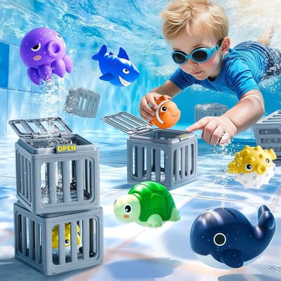 Duikspeelgoed voor Zwembad - Waterspeelgoed met Visbox & Drijvende Dieren - voor Strand, Meer, Zomerfeest - Cadeau voor Jongens & Meisjes 3-12 Jaar - 1 Set
