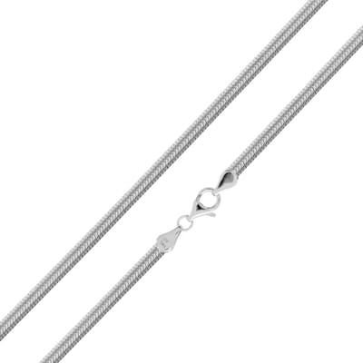 Cavill - Zilveren Slangenketting - 925 Sterling Zilver met Rhodium - 45 cm - Gladde Polijst - Elegante Damesketting met Karabijnsluiting