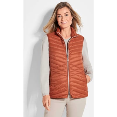 Doorgestikt vest van lichte dons - terracotta - Gr. 38 van Goldner Fashion