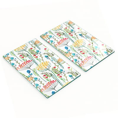 Keukenplanken van gehard glas met afbeeldingen, 2 stuks, bloemen, 2x30x52 cm