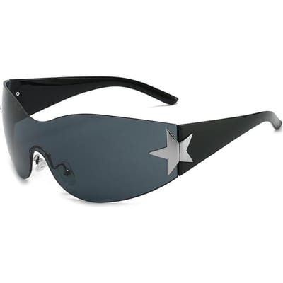 Lunettes de Soleil Élégantes Surdimensionnées Élégantes Sans Monture pour Dames et Messieurs Tendance Bouclier Enveloppantes Lunettes de Soleil gray