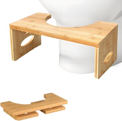 Toilet Krukje - Houten Voetenbank - Natuurlijke Houding - Opvouwbaar Bamboe Ontwerp - 42x22x18 cm - Natuurlijk