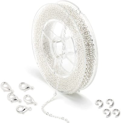 Zilveren Ketting Voor Het Maken Van Sieraden - 33 Voet 2 mm Stoeprand Kabel Spoel Messing Verguld - Voor Ambachtelijke Armband Sieraden Doe-Het-Zelf Met 20
