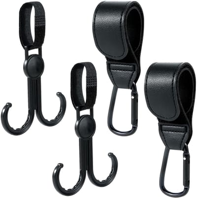 Allecto - Pram Hooks - Bag Holder - Handige Velcro Haak - Zwart - Voor Kinderwagens - Voor Het Draagcomfort