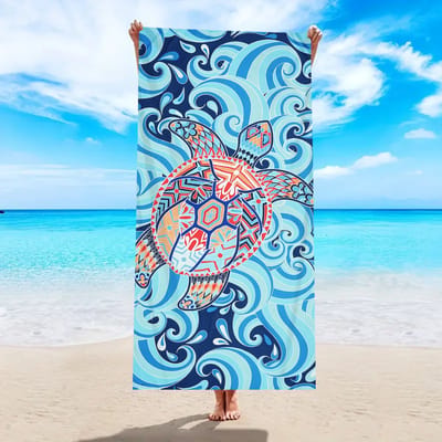 Lichtgewicht - dunne microvezel strandhanddoek - zandvrij - sneldrogend - absorberend - compact - ideaal voor zwembad - camping en strand - 180*90 cm - Schildpadpatroon