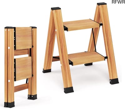 RFWR® Opvouwbare Aluminium Trapladder met 2 Treden - Multifunctionele Huishoudladder tot 150 kg