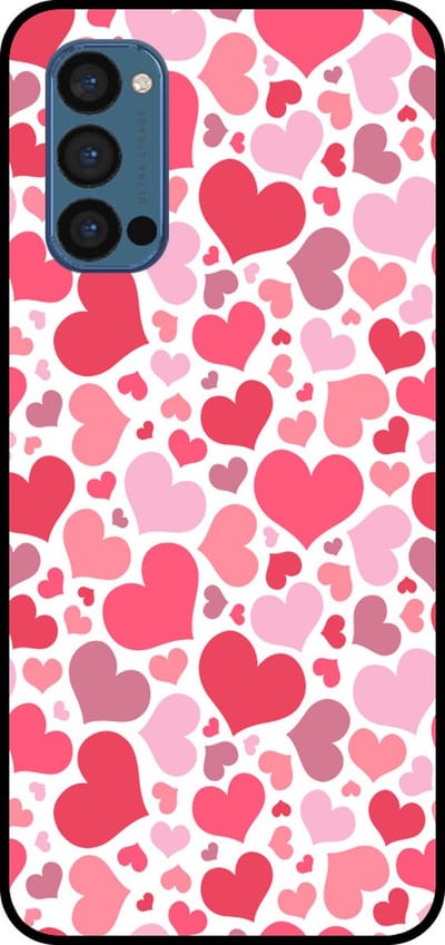 Smartphonica Telefoonhoesje Geschikt voor Oppo Reno 4 Pro 5G met Hartjes Print - Hearts Design TPU Backcover Case - Kinder Hoesje met Hartjes Design geschikt voor Oppo Reno4 Pro 5G