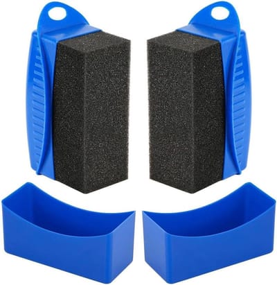 Bandenglans Applicator - Bandenspons Bandendressing - Auto Onderhoud - Gebogen Handvat - 14 x 12 x 6 cm - Blauw