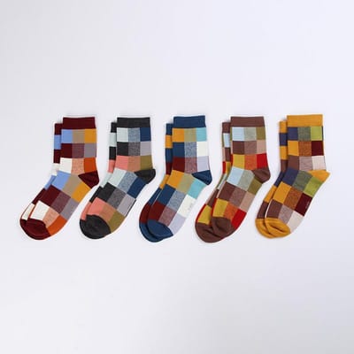 5 Paires Chaussettes Homme Mi-Mollet Coton Motif Argyle Coloré Pack Nouveauté Qualité Designer Harajuku Cadeaux Pour Homme Mari Heureux One Size gray