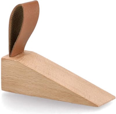 Zeller Deurstopper/wig - hout/kunststof - bruin - 11 x 4 x 3 cm - bescherming