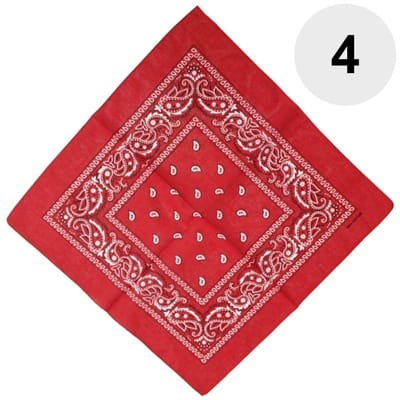 Fako Fashion - Bandana - Hoofddoek - Mondbescherming - Zakdoek - Boerenzakdoek - Paisley - Rood - 4 Stuks