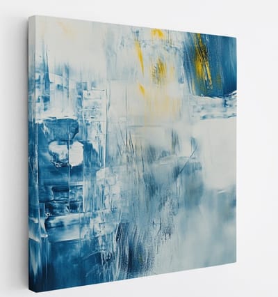 Saammp Canvas Schilderij - Blauwe vegen - Abstract - 20x20 - Foto op canvas - Wanddecoratie - Muurdecoratie Woonkamer - Slaapkamer decoratie - Canvas Print