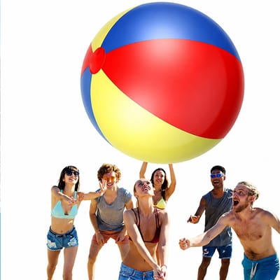 VHV - Strandbal - Opblaasbare bal - XXL strandbal - Grote strandbal - Ø 100 cm - Voor zwembad, strand en zomerfeestjes - Kleurrijk - Blauw/Geel/Rood（Inclusief luchtpomp）