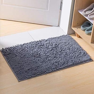 Microfiber Shaggy badmat voor badkamer en slaapkamer, zacht en absorberend, antislip (60x40 cm, grijs)